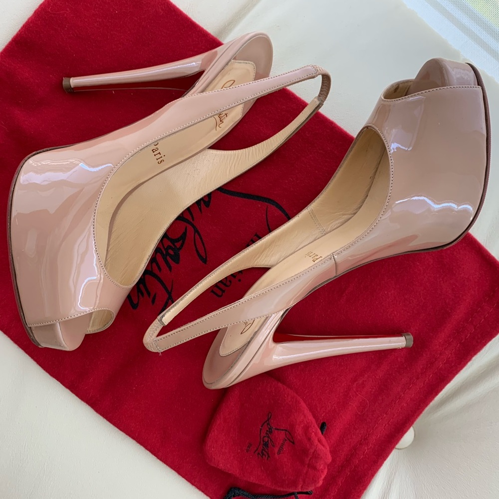 Christian Louboutin Nude Vendome Sling Patent 120